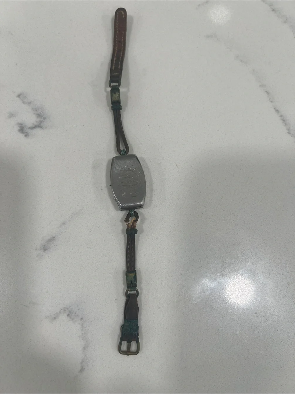 Vintage Vadis Brown Leather Wristwatch with Silver-Tone Case